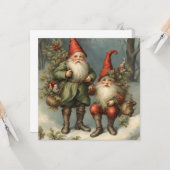 Sprookjesachtige Kerstmiskabouters in Winterbos Kaart (Voorkant / Achterkant in situ)