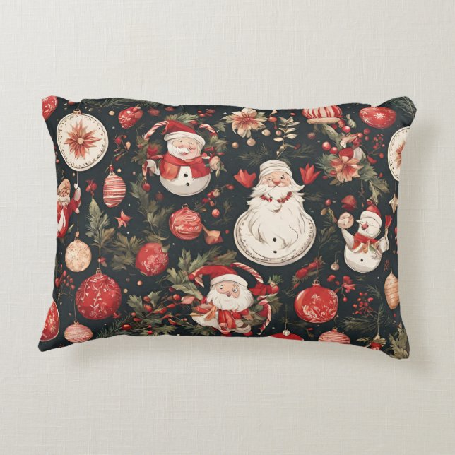 sprookjesachtige kerstversieringen, bladeren, bloe accent kussen (Achterkant)