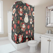 sprookjesachtige kerstversieringen, bladeren, bloe douchegordijn (In situ)