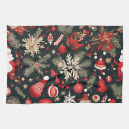 sprookjesachtige kerstversieringen, bloemen, blade theedoek