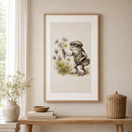 Sprookjesachtige kikker met wilde bloemen Cottagec Perfect Poster