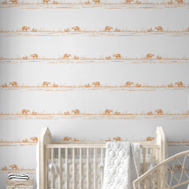 Sprookjesachtige kinderkamer terracotta oranje behang