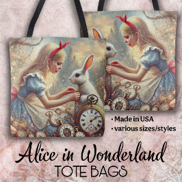 Sprookjesachtige Kunst Alice en Witte Konijn Tote Bag