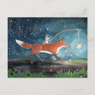Sprookjesachtige Kunst van Vos en Konijn Briefkaart