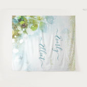 Sprookjesachtige lichten blauw groene trouwtapijt wandkleed (Voorkant (horizontaal))