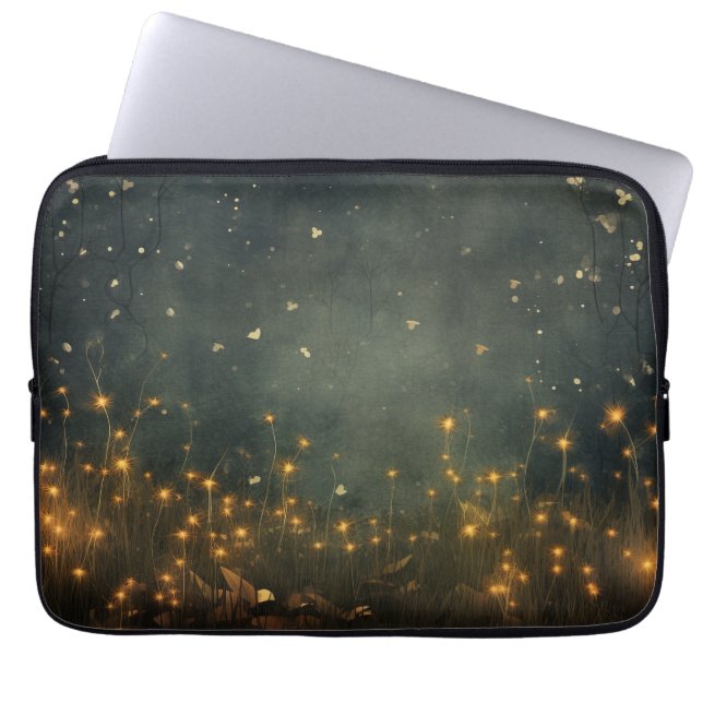 Sprookjesachtige lichten, vlinders, sprankelende l laptop sleeve (Voorkant)