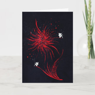 Sprookjesachtige Magische Feeën en Abstract Rood V Kaart