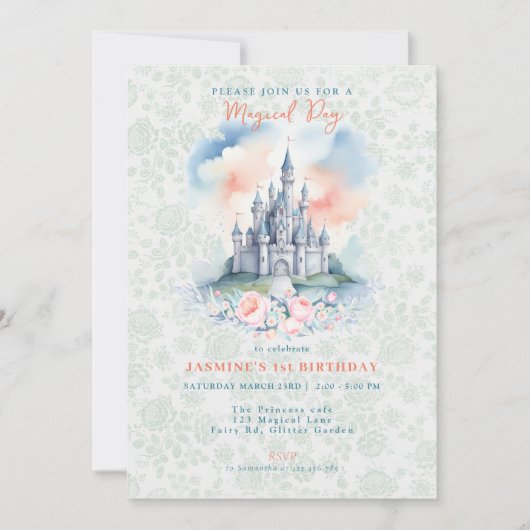 Sprookjesachtige Magische Prinsessenkasteel Uitnod Kaart (Voorkant)