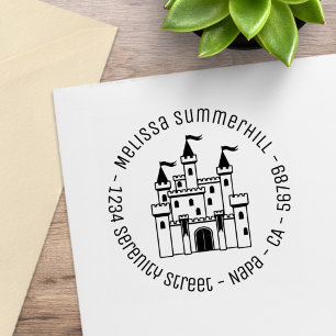 Sprookjesachtige Middeleeuwse Kasteel Retour Adres Rubberstempel
