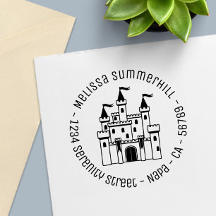 Sprookjesachtige Middeleeuwse Kasteel Retour Adres Zelfinktende Stempel