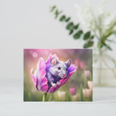 Sprookjesachtige Muis in Tulpenparadijs Briefkaart (Staand voorkant)