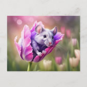 Sprookjesachtige Muis in Tulpenparadijs Briefkaart (Voorkant)