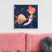 Sprookjesachtige Octopus Meermin Canvas Afdruk (Insitu (Woonkamer))