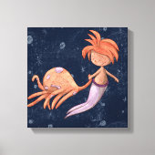 Sprookjesachtige Octopus Meermin Canvas Afdruk (Voorkant)