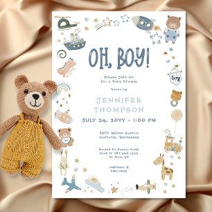 Sprookjesachtige Oh jongen Aquarel Doodle Baby Sho Kaart