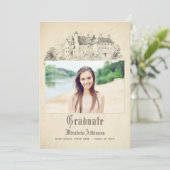 Sprookjesachtige Old Castle Graduation Party Kaart (Staand voorkant)