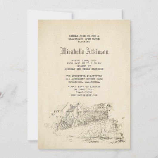 Sprookjesachtige Old  Castle Graduation Party Kaart (Achterkant)