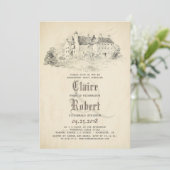 Sprookjesachtige Oude Kasteel  Verlovingsfeest Kaart (Staand voorkant)