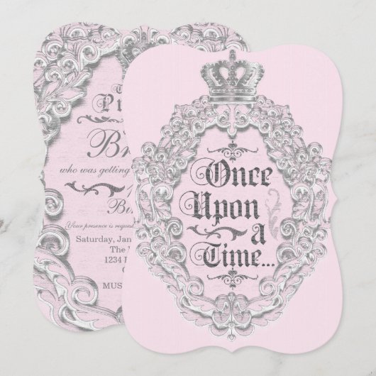 Sprookjesachtige Oude Uitnodiging Prinses Verjaard (Voorkant / Achterkant)