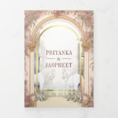 Sprookjesachtige paarden Oude Indiase paleis bruil Drieluik Uitnodiging (Cover)