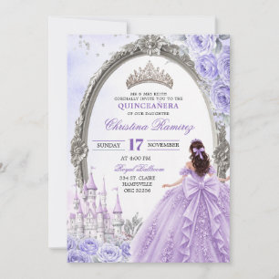 Sprookjesachtige paarse prinses Quinceanera uitnod Kaart