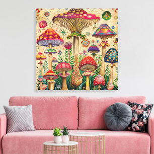 Sprookjesachtige paddenstoelen canvas afdruk