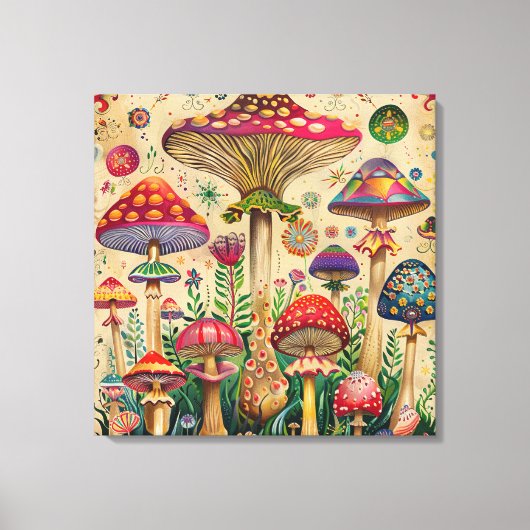Sprookjesachtige paddenstoelen canvas afdruk (Voorkant)