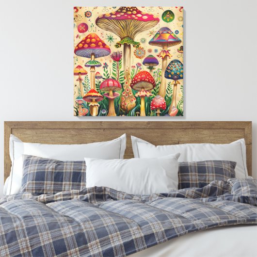 Sprookjesachtige paddenstoelen canvas afdruk (Insitu (Slaapkamer))