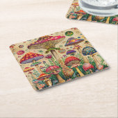 Sprookjesachtige paddenstoelen kartonnen onderzetters (Schuin)