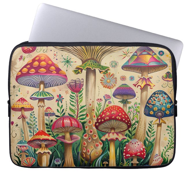 Sprookjesachtige paddenstoelen laptop sleeve (Voorkant)