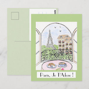 Sprookjesachtige Parijs Eiffeltoren PARIS JE T'ADO Briefkaart
