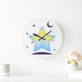 Sprookjesachtige Pastel Ster en Maan Babykamer Grote Klok