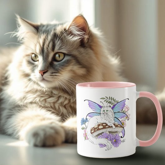 Sprookjesachtige Pastel Tabby Fee Kat Bloemrijke F Mok