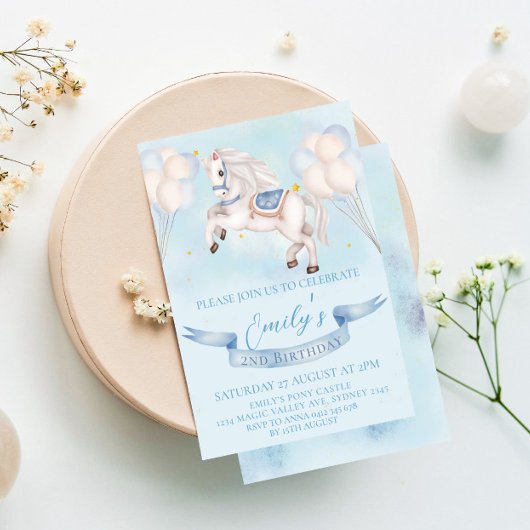 Sprookjesachtige Pony-ballonnen 1e verjaardagsfees Kaart