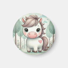 Sprookjesachtige pony in een pastel bos magneet
