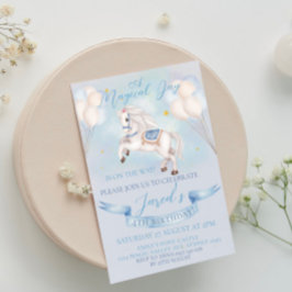 Sprookjesachtige Pony Star Balloon 1stBirthday Boy Kaart