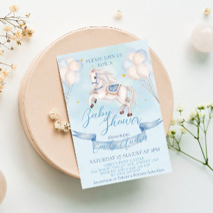 Sprookjesachtige Pony Star Balloons Baby shower Bo Kaart