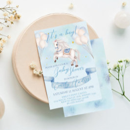 Sprookjesachtige Pony Star Balloons Baby shower Bo Kaart