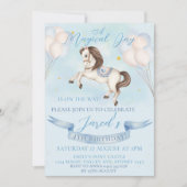 Sprookjesachtige Pony Stars Blue Balloons Verjaard Kaart (Voorkant)