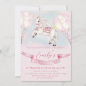 Sprookjesachtige Pony Stars Pinky Balloons Verjaar Kaart (Voorkant)