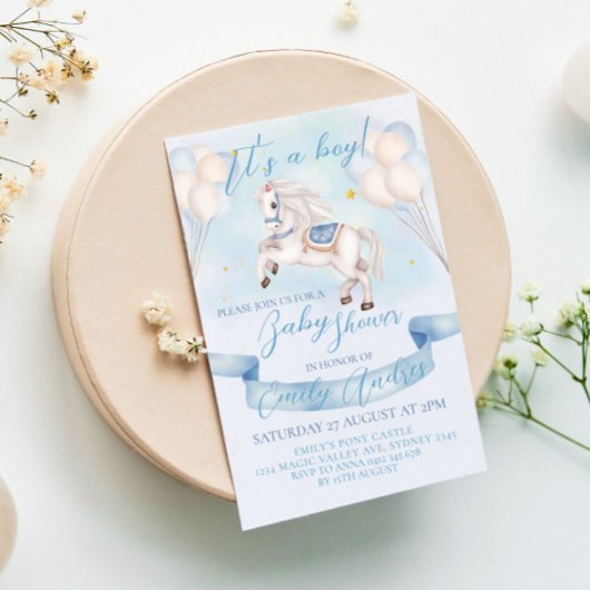 Sprookjesachtige Pony sterren ballonnen Baby showe Kaart