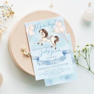 Sprookjesachtige Pony sterren ballonnen Baby showe Kaart