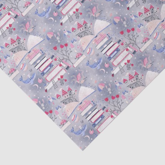 Sprookjesachtige Pop Up Boek Castle Grey Tissuepapier (Detail)