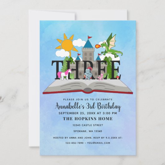 Sprookjesachtige Pop Up Boek Kinder Derde Verjaard Kaart (Voorkant)