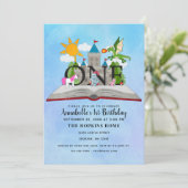 Sprookjesachtige Pop Up Boek Kinder eerste verjaar Kaart (Staand voorkant)