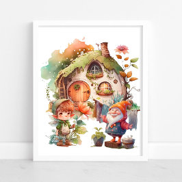 Sprookjesachtige Poster met Fee en Kabouter