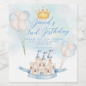 Sprookjesachtige prins kasteel gouden kroon 2e ver wijn etiket (Enkel label)