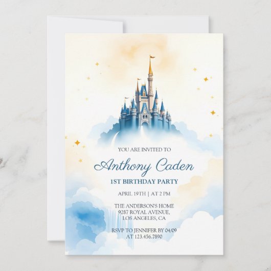 Sprookjesachtige Prins Koninklijk Kasteel Blauwe J Kaart (Voorkant)