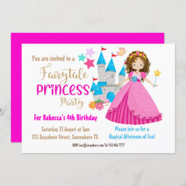 Sprookjesachtige Prinses Bruin Haar Verjaardagsfee Kaart