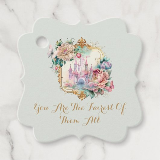 Sprookjesachtige Prinses Kasteel Verjaardag Bedankjes Labels (Voorkant)